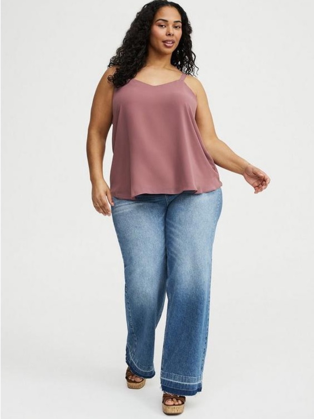 Torrid Sophie Chiffon Swing Cami, Size 1X (14/16), Blush Pink